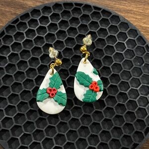 Festive Holly Leaf Earrings